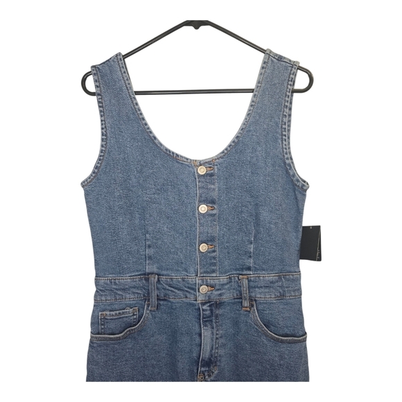 NWT RE Generation By Celebrity Pink Denim Overall Midi Dress Size Medium - Picture 2 of 14